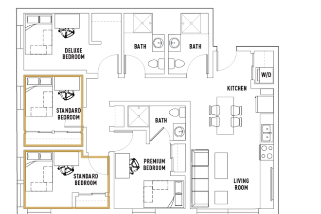 I have the Deluxe Bedroom in this floorplan. - Campus Edge on Pierce, 1 Bed from a 4 Bed / 3 Bath Apartment
