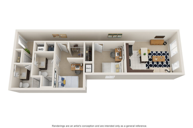 Floor Plan - Furnished Room in a 2 Bedroom Apartment
