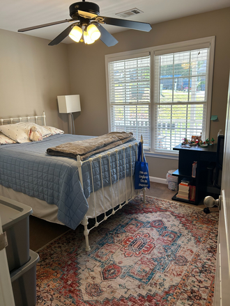Bedroom with double window ovelooking porch- furniture NOT included - One bedroom w/shared bath available as of 7/1/26 (in a 4 bedroom ALL GIRLS home ONLY)