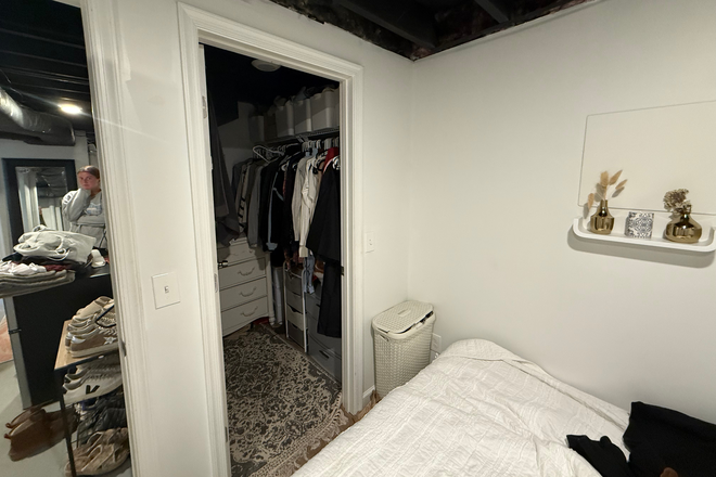 A view of the walk-in closet in the bedroom. - House available for Spring 2026 sublease! Close to campus, downtown, and Center Street
