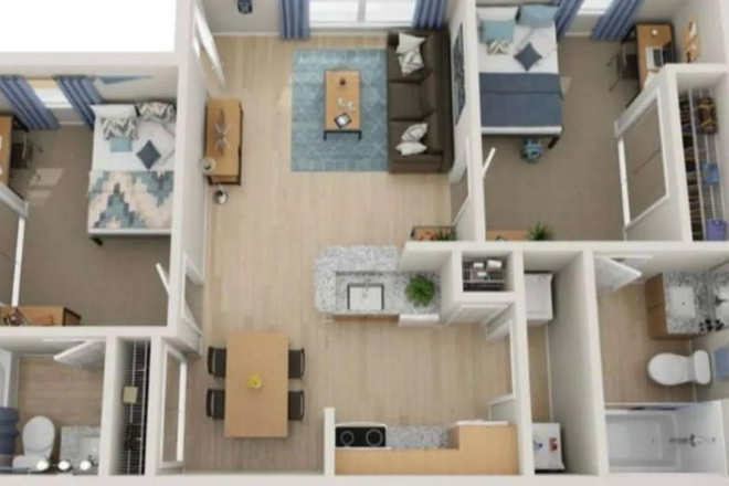 2x2 floorplan - 2x2 apartment at The Pointe