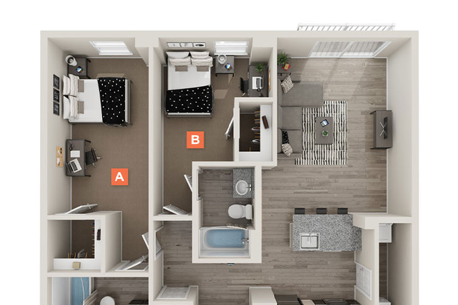 This is the entire floorplan and bedroom B is what I am subletting - The Standard at Coral Gables
