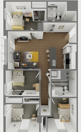 Apartment Layout (see Malibu website for better pictures) - $3,000 BONUS for '25-'26 Lease Takeover for One Room in 4x2 Malibu D1