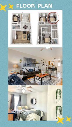 4x2.5 Townhome Floor Plan – Private Bedroom Available - Campus Crossing on Alafaya