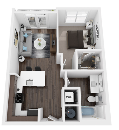 floor plan - Infinity at the Park Furnished 1-Bedroom Apartment Lease Transfer