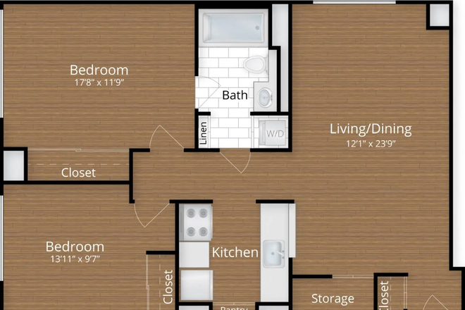 Floor plan, with the upper bedroom being the one for subleasing - Lenox Club one room sublease