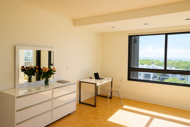Desk and Dresser inside the room - Private Room – Key Biscayne – Graduate and undergraduate students / Ideal for Travel Nurse / Visitin Condo