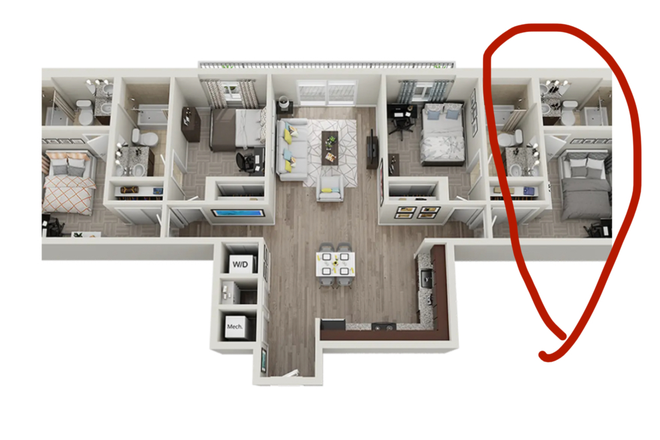 That’s the apartment - 109 Tower 4x4 Private Dorm / Private Bathroom