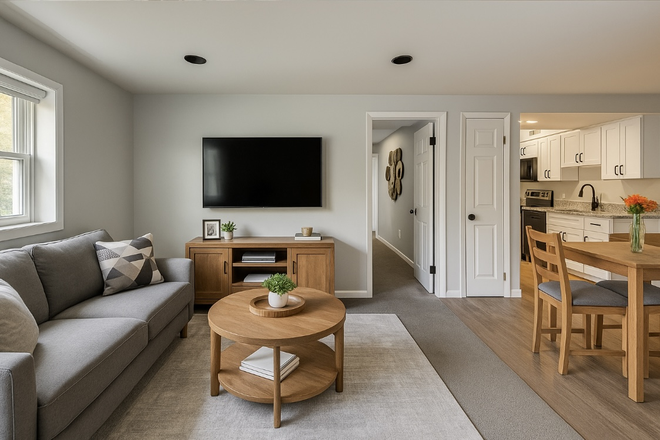 Living Area.  *Virtually staged - apartment is not furnished. - Bethesda neighborhood apartment