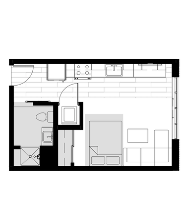 Studio Floorplan - Hub on State Street Apartments