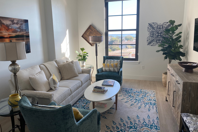 Living Room - 1Bd Luxury Highrise at The Jasper, Parking, Restaurants, Gym, Security -- Walk to MUSC Apartments