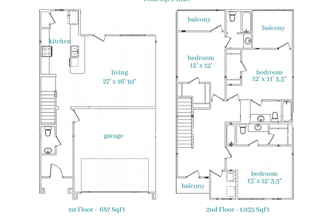 Floorplan - Spacious Townhome, Pershing Pointe