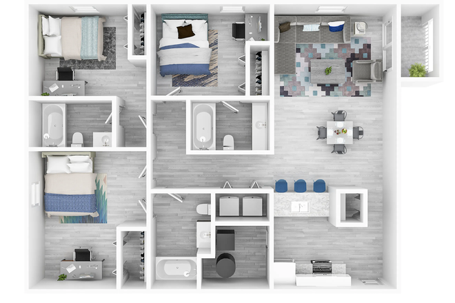 Floor plan for 3x3 - Girls Only Spring 2025 Northgate Lakes Apartments