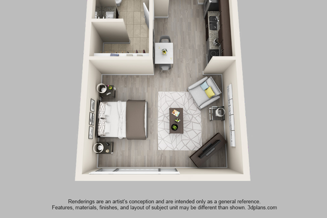 Apartment floorpan, furniture not included - Innova Living Studio Apartment
