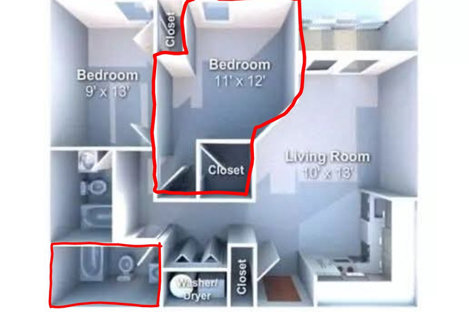 Floorplan + Rooms available - 1 Bed/1 Bath Available in 2bed/2bath Granite State Street Towers