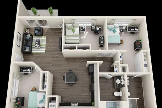 Floorplan - Spacious Furnished Room in 3 Bed, 2 Bath Apartment – Available for Sublease