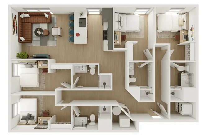 Floorplan - Sublease at Ever West Lafayette (10-minute walk from Purdue University) — VIP Unit | May 18–July 31 Apartments