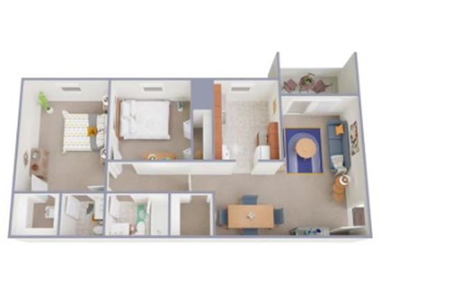 It is 2 bed 2 bath will look similar just could not find an image. - Fox Ridge