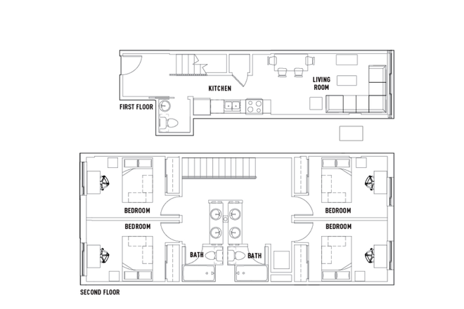 Upstairs – Kitchen, Half Bath, Dining & Living Room. Downstairs – 4 Private Bedrooms, 2 Full Bathrooms - Chestnut Square Townhome