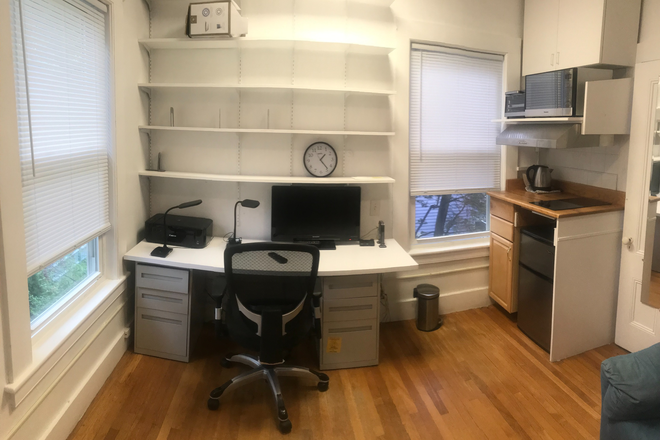 Desk 2 - Furn. Studio w utility, AC. internet, wash, dryer, bath, kitch refrig. ceramic cooktop. Porter Sq. House