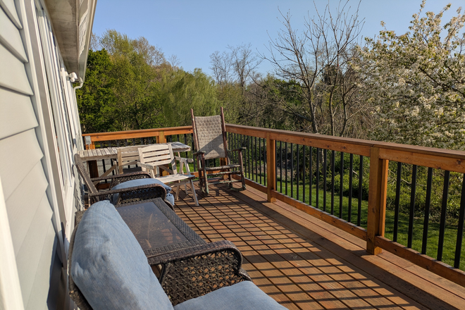 Balcony facing upper bay and bike path - Family house on bike path with water view.   Rental by month.  No summers, no Christmas vacation.