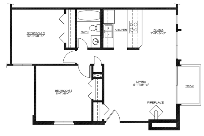 Floorplan of existing unit, the upper bedroom is currently occupied. - Flatiron View Apartments