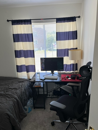 bedroom (bed, platform bedframe, night stand, desk, and curtains included) - Univ Terrace Apt