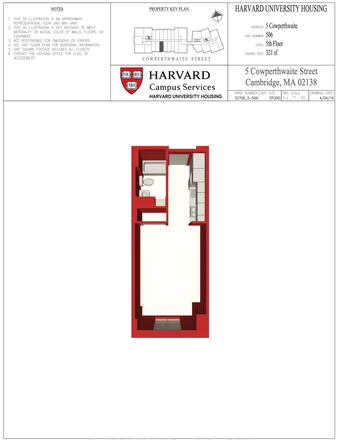 Floorplan - Studio Sublease | Spring Semester | January to May/June | HUH | Harvard Affiliates Only Apartments