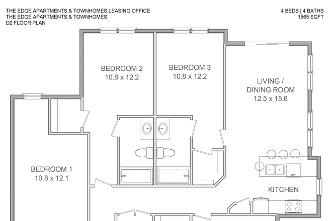2 - The Edge Apartments D2 Floorplan (2026-2027)