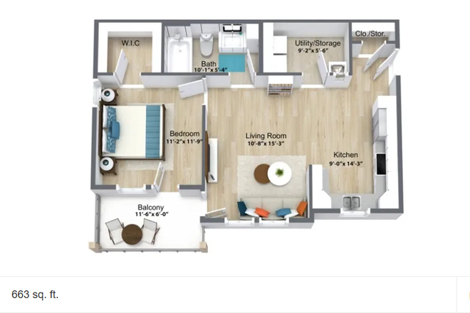 Unit's Floor Plan - Skyline Terrace Apartments