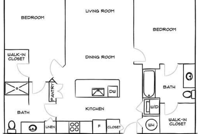 unit layout - 2 bedroom 2 bath apartment that is just a walk away from the Anschutz medical campus