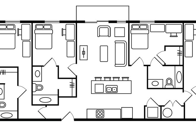 Floor Plan - Unit is 2nd from the left - Atmosphere Apartments