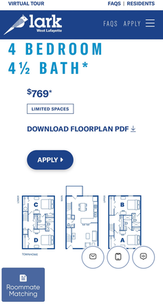 Floorplan - Private 1bed/1bath in 4x4.5 Townhouse