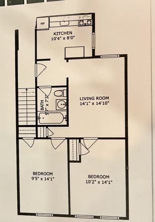 Floor plan - Two Bedroom Apartment  in the Village of Floral Park