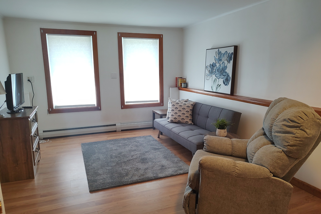 Living room with streaming capable TV - Fully Furnished One Bedroom Williston Apartment