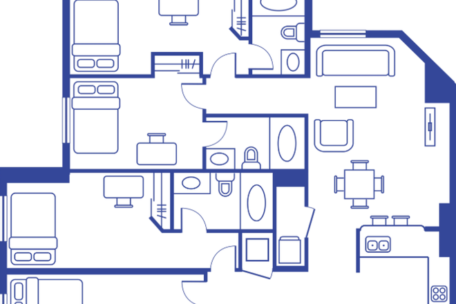 Floorplan of the whole Unit: Also, from bottom to top, the 2nd bedroom is B and yours - Pleasent View Apartment/1Bd with private bathroom