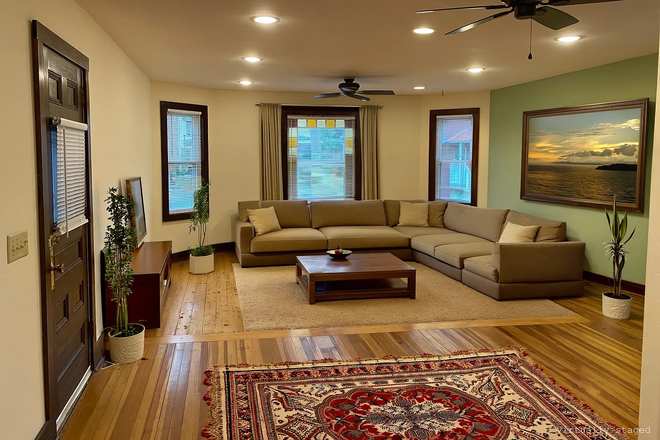 Living room (virtually staged) - Winooski Five Bedroom | $800/Bed | Near UVM & Burlington