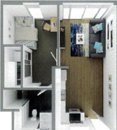 Floor Plan - The Pacific and Malibu 1B 1B on campus
