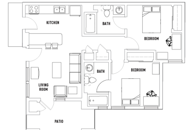 Unit for sublease is bottom left bedroom and bathroom - Vista del Campo Premium 2 Bed 2 Bath (Private Bedroom & Bathroom)
