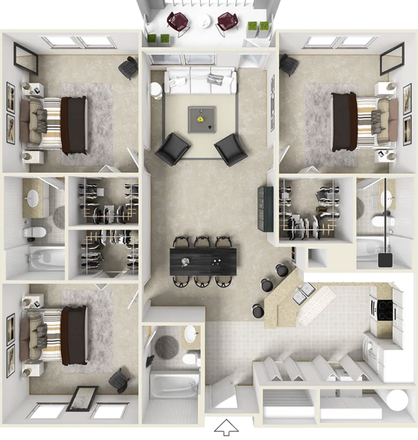 Floorplan, Room on Right is available - Enclave Apartments