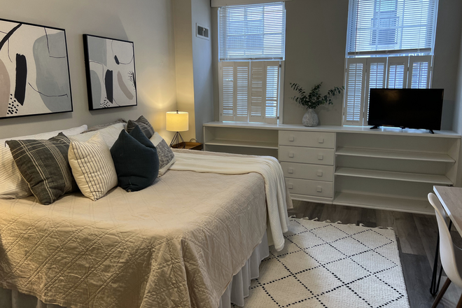 Living area - Fully Furnished Studio Apartment One Block from Peabody and JHU/JHMI Shuttle Stop