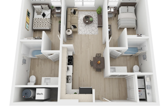 Floorplan (you would be renting one of the rooms) - Fieldstone Apartments, Private Bedroom & Bathroom Right on Campus! *Willing to discount rent*