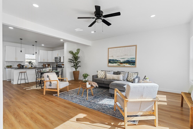 Living Area - New 3BR/2.5BA Townhome Style Duplex — ~6 Min to Liberty | No Water Bill, Lawn Included