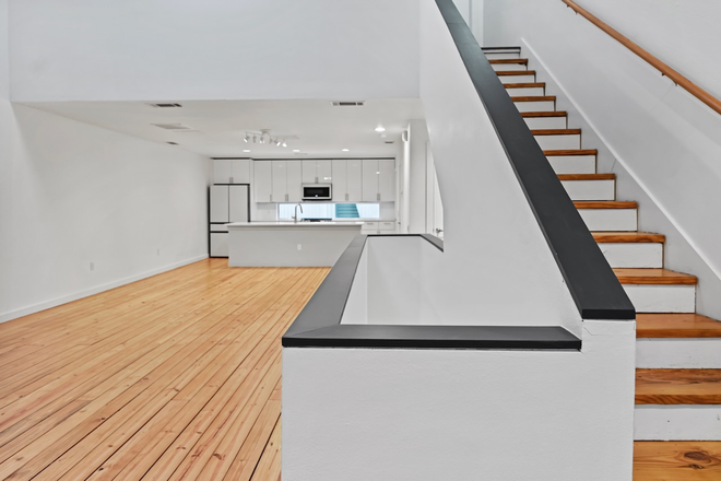 Main living area on second floor - 2 bedroom Townhouse Loft on the Beltline