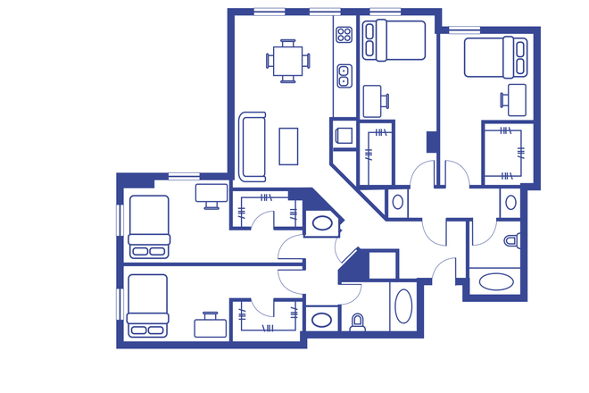 Floor Plan! Bedroom A is available - University View Apartment, 1 bed in 4x2 close to campus