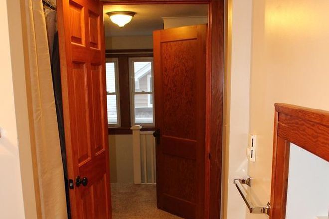 Upstairs bathroom view towards hall - Room for Rent (laundry, garage & garden space, off-street parking, internet/gas included) Apartments