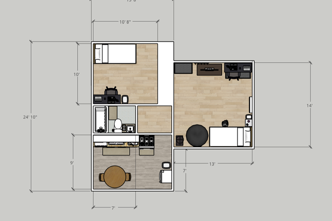 Area in upper left corner is the bedroom - Room for rent on Probasco