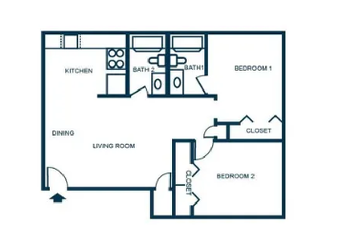 apartment floor plan - Launch Apartments - 2bed 2bath apartment (pets allowed)