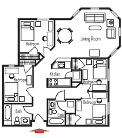 Unit Plan - 1412D SCC 1 Apartments
