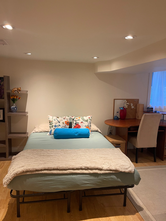 Bed & desk - Bloor West - basement 1 bedroom-private bathroom suite